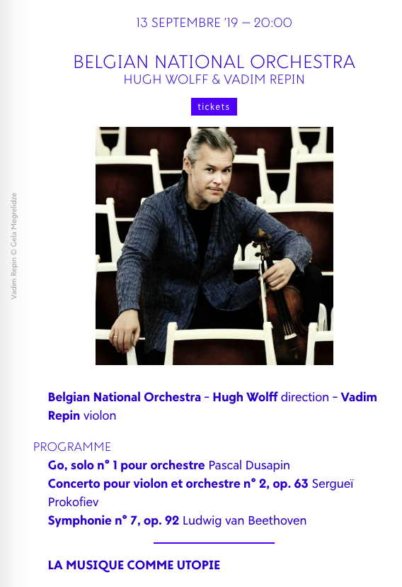 Belgian National Orchestra Hugh Wolff & Vadim Repin.